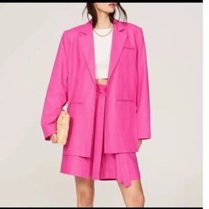 EUDON CHOI Collective Hot Pink Oversized Side Cutout Ring Blazer Coat Size 0